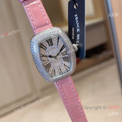 High Quality Franck Muller 316 Stainless Steel  Different Colors Strap Paved Diamond Face Dial Paved Diamond Bezel Watch 30*40mm